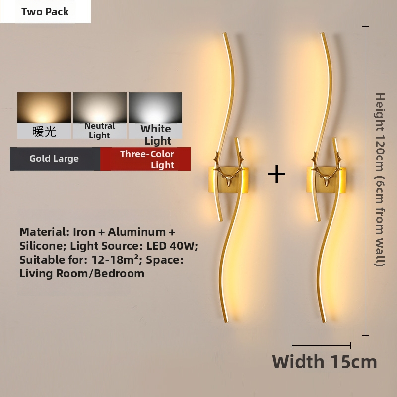 Φωτιστικό τοίχου LED με σχέδιο κέρατος ελαφιού, μοντέρνο μινιμαλιστικό στυλ, αλουμινένιο σκίαστρο, μεταλλικό σώμα, 220V