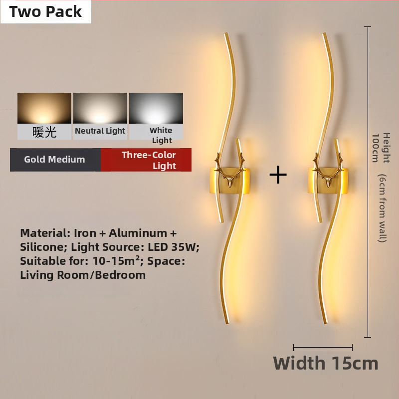 Φωτιστικό τοίχου LED με σχέδιο κέρατος ελαφιού, μοντέρνο μινιμαλιστικό στυλ, αλουμινένιο σκίαστρο, μεταλλικό σώμα, 220V