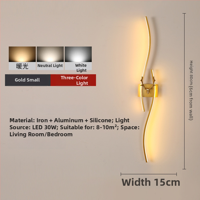 Φωτιστικό τοίχου LED με σχέδιο κέρατος ελαφιού, μοντέρνο μινιμαλιστικό στυλ, αλουμινένιο σκίαστρο, μεταλλικό σώμα, 220V