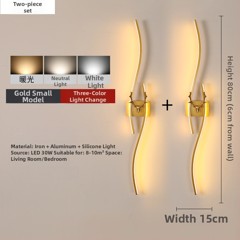Φωτιστικό τοίχου LED με σχέδιο κέρατος ελαφιού, μοντέρνο μινιμαλιστικό στυλ, αλουμινένιο σκίαστρο, μεταλλικό σώμα, 220V