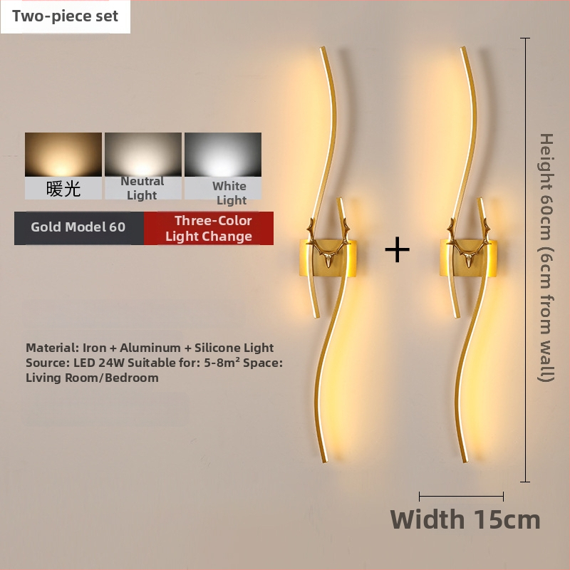 Φωτιστικό τοίχου LED με σχέδιο κέρατος ελαφιού, μοντέρνο μινιμαλιστικό στυλ, αλουμινένιο σκίαστρο, μεταλλικό σώμα, 220V