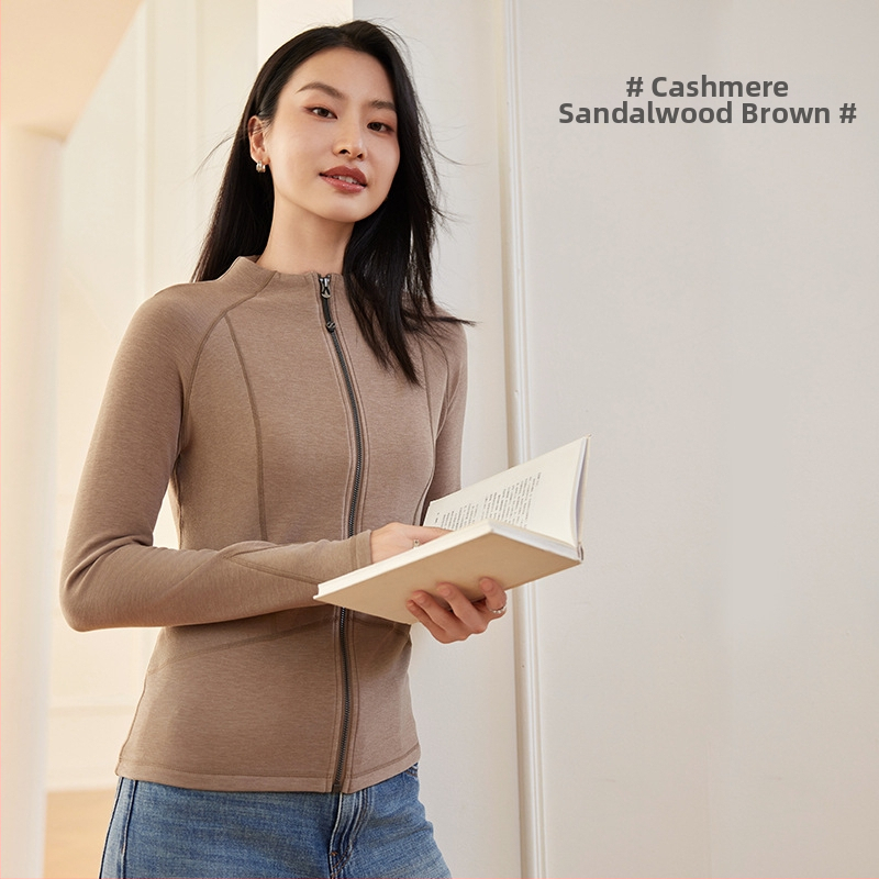 Dámsky kabát z akrylu, úzka silueta, zips, dlhé rukávy, stojací golier