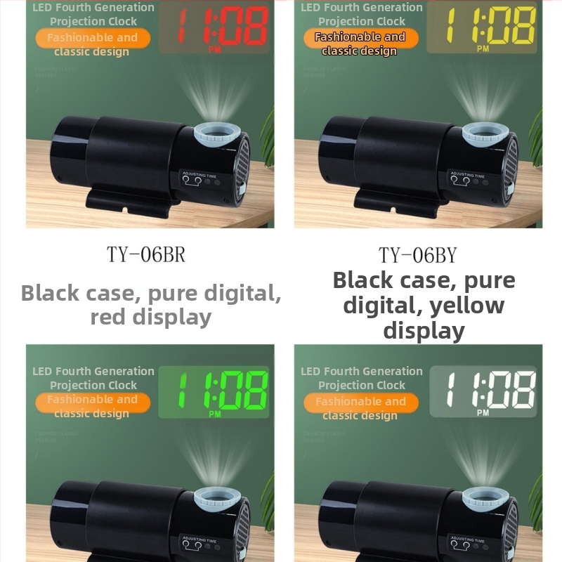Ceas de proiecție cu LED, proiecție a numerelor mari, montaj pe perete, afișaj digital și analogic, lampă de noapte