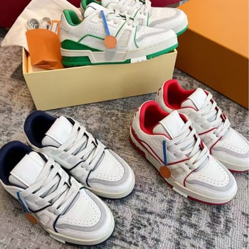 Αθλητικά παπούτσια από γνήσιο δέρμα, χαμηλό πάνω μέρος, με κορδόνια, καουτσούκ σόλα