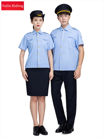 Работна риза от памук-смесена тъкан, 30s плат, слим фит, къс ръкав