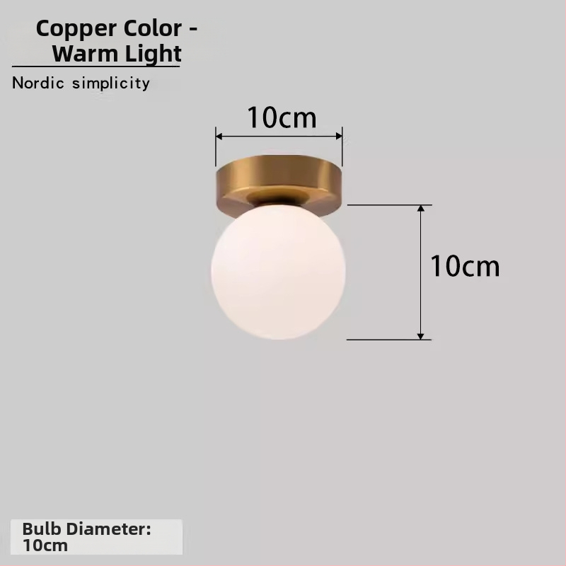 Σκανδιναβική μινιμαλιστική επιτοίχια λάμπα με στρογγυλή σφαίρα για διάδρομο, είσοδο και υπνοδωμάτιο – LED, ακρυλικό καπάκι, σώμα από σίδηρο, τάση έως 36V