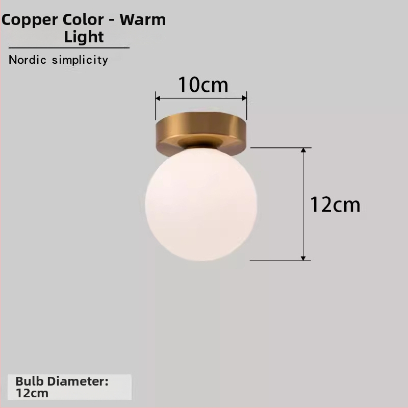 Σκανδιναβική μινιμαλιστική επιτοίχια λάμπα με στρογγυλή σφαίρα για διάδρομο, είσοδο και υπνοδωμάτιο – LED, ακρυλικό καπάκι, σώμα από σίδηρο, τάση έως 36V