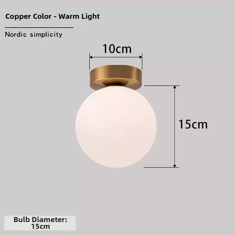 Σκανδιναβική μινιμαλιστική επιτοίχια λάμπα με στρογγυλή σφαίρα για διάδρομο, είσοδο και υπνοδωμάτιο – LED, ακρυλικό καπάκι, σώμα από σίδηρο, τάση έως 36V