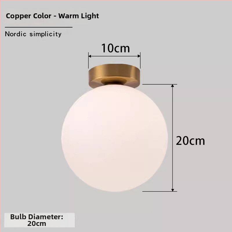 Σκανδιναβική μινιμαλιστική επιτοίχια λάμπα με στρογγυλή σφαίρα για διάδρομο, είσοδο και υπνοδωμάτιο – LED, ακρυλικό καπάκι, σώμα από σίδηρο, τάση έως 36V