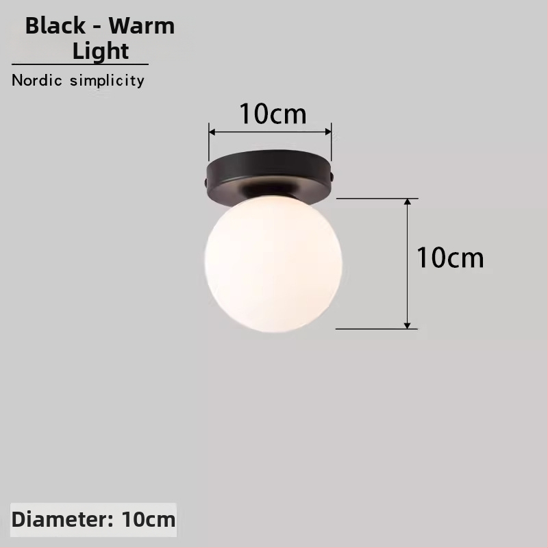 Σκανδιναβική μινιμαλιστική επιτοίχια λάμπα με στρογγυλή σφαίρα για διάδρομο, είσοδο και υπνοδωμάτιο – LED, ακρυλικό καπάκι, σώμα από σίδηρο, τάση έως 36V