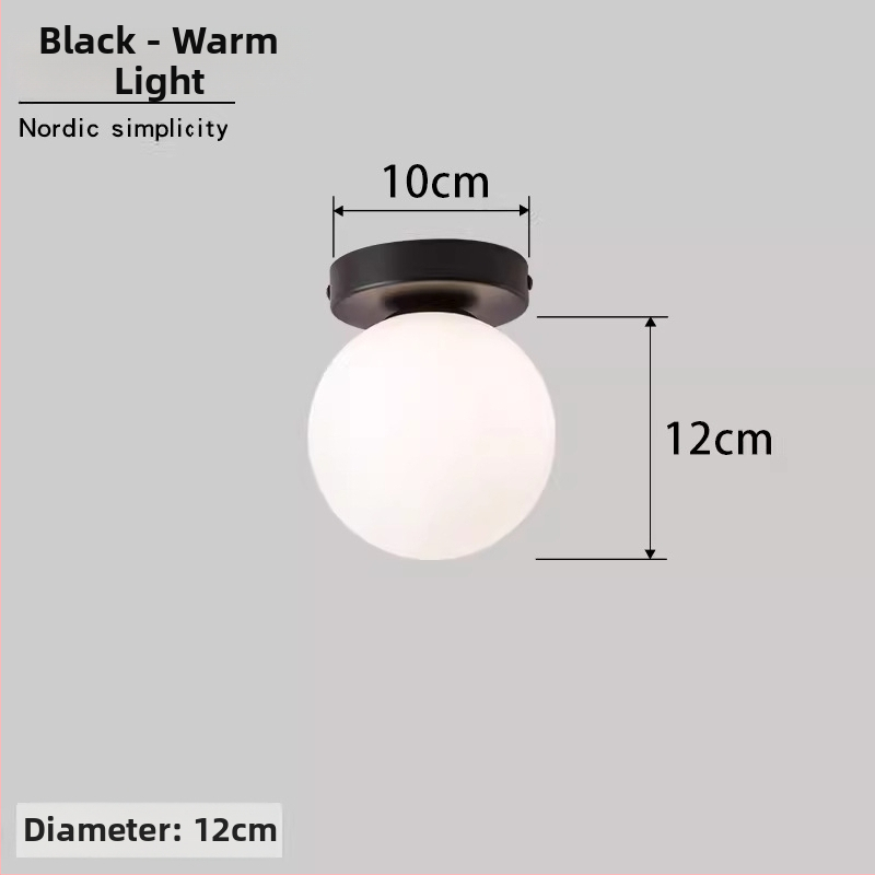 Σκανδιναβική μινιμαλιστική επιτοίχια λάμπα με στρογγυλή σφαίρα για διάδρομο, είσοδο και υπνοδωμάτιο – LED, ακρυλικό καπάκι, σώμα από σίδηρο, τάση έως 36V