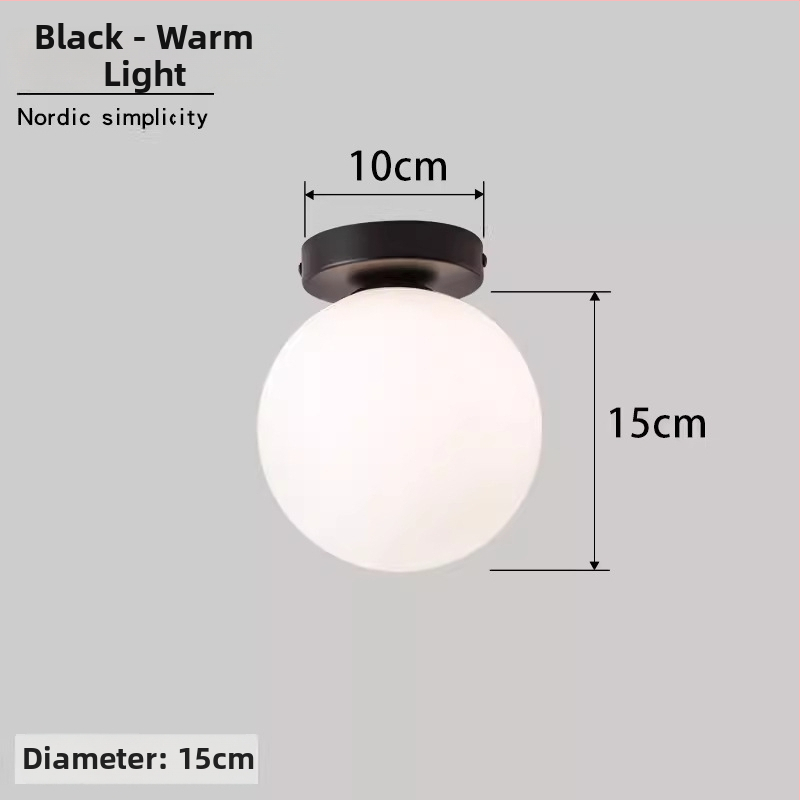 Σκανδιναβική μινιμαλιστική επιτοίχια λάμπα με στρογγυλή σφαίρα για διάδρομο, είσοδο και υπνοδωμάτιο – LED, ακρυλικό καπάκι, σώμα από σίδηρο, τάση έως 36V