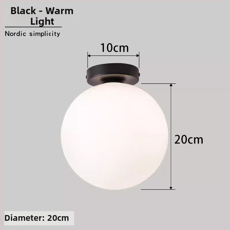 Σκανδιναβική μινιμαλιστική επιτοίχια λάμπα με στρογγυλή σφαίρα για διάδρομο, είσοδο και υπνοδωμάτιο – LED, ακρυλικό καπάκι, σώμα από σίδηρο, τάση έως 36V