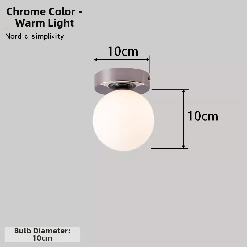 Σκανδιναβική μινιμαλιστική επιτοίχια λάμπα με στρογγυλή σφαίρα για διάδρομο, είσοδο και υπνοδωμάτιο – LED, ακρυλικό καπάκι, σώμα από σίδηρο, τάση έως 36V