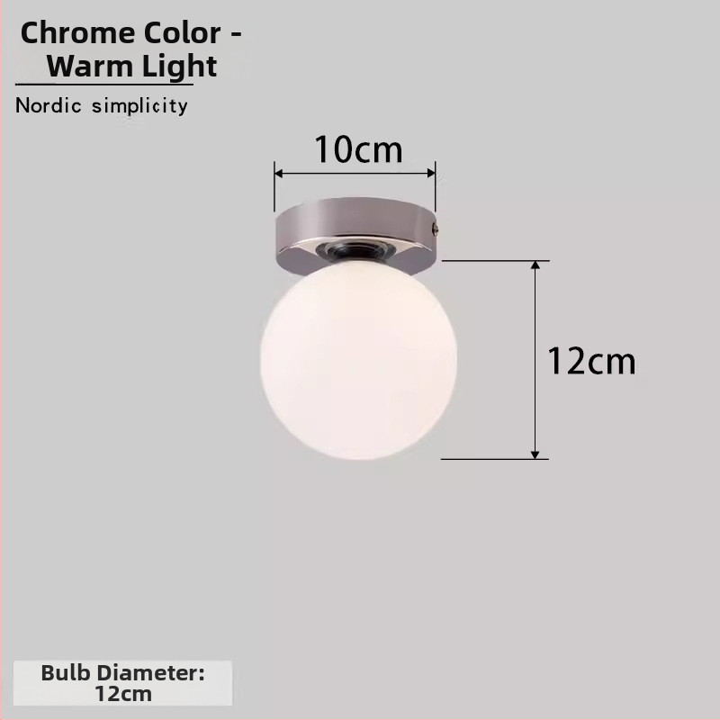 Σκανδιναβική μινιμαλιστική επιτοίχια λάμπα με στρογγυλή σφαίρα για διάδρομο, είσοδο και υπνοδωμάτιο – LED, ακρυλικό καπάκι, σώμα από σίδηρο, τάση έως 36V