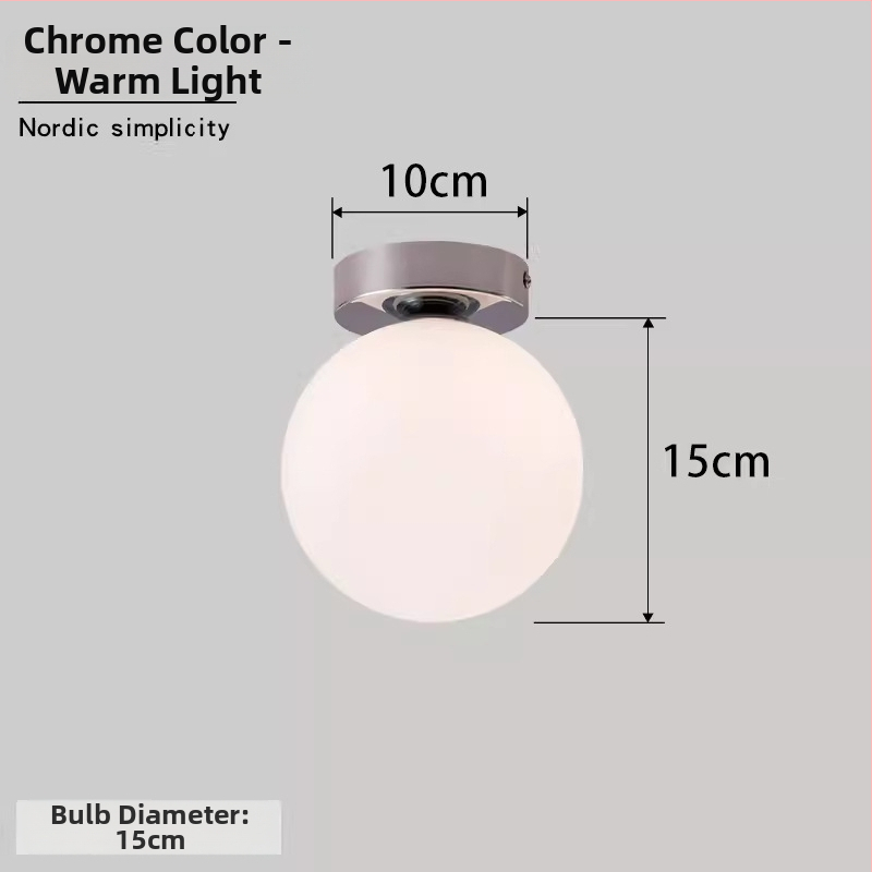 Σκανδιναβική μινιμαλιστική επιτοίχια λάμπα με στρογγυλή σφαίρα για διάδρομο, είσοδο και υπνοδωμάτιο – LED, ακρυλικό καπάκι, σώμα από σίδηρο, τάση έως 36V