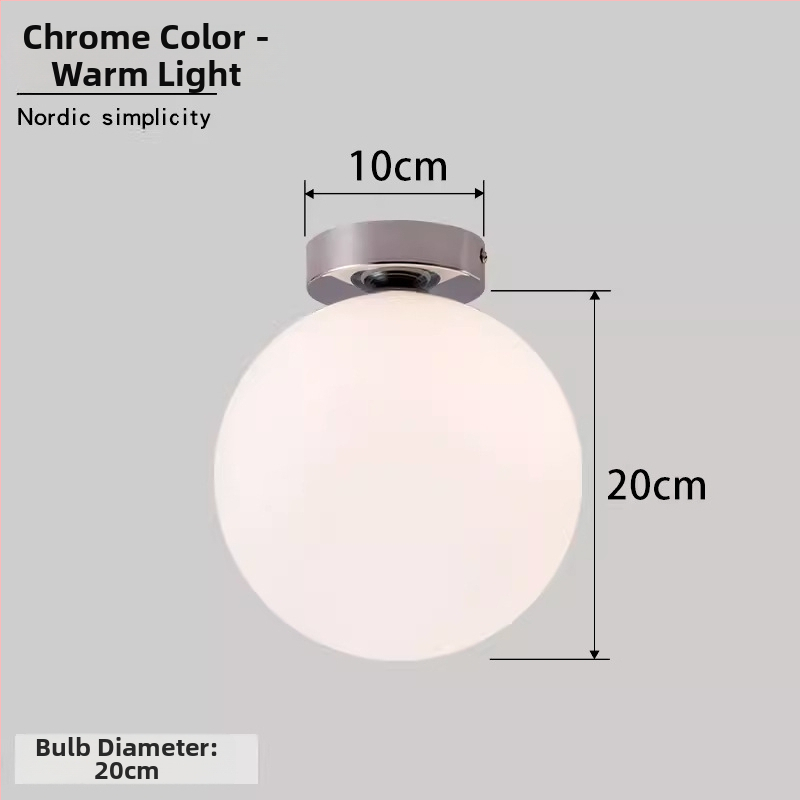 Σκανδιναβική μινιμαλιστική επιτοίχια λάμπα με στρογγυλή σφαίρα για διάδρομο, είσοδο και υπνοδωμάτιο – LED, ακρυλικό καπάκι, σώμα από σίδηρο, τάση έως 36V
