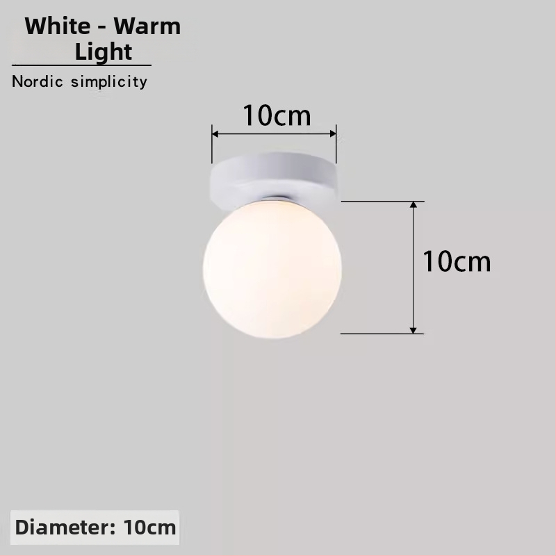 Σκανδιναβική μινιμαλιστική επιτοίχια λάμπα με στρογγυλή σφαίρα για διάδρομο, είσοδο και υπνοδωμάτιο – LED, ακρυλικό καπάκι, σώμα από σίδηρο, τάση έως 36V