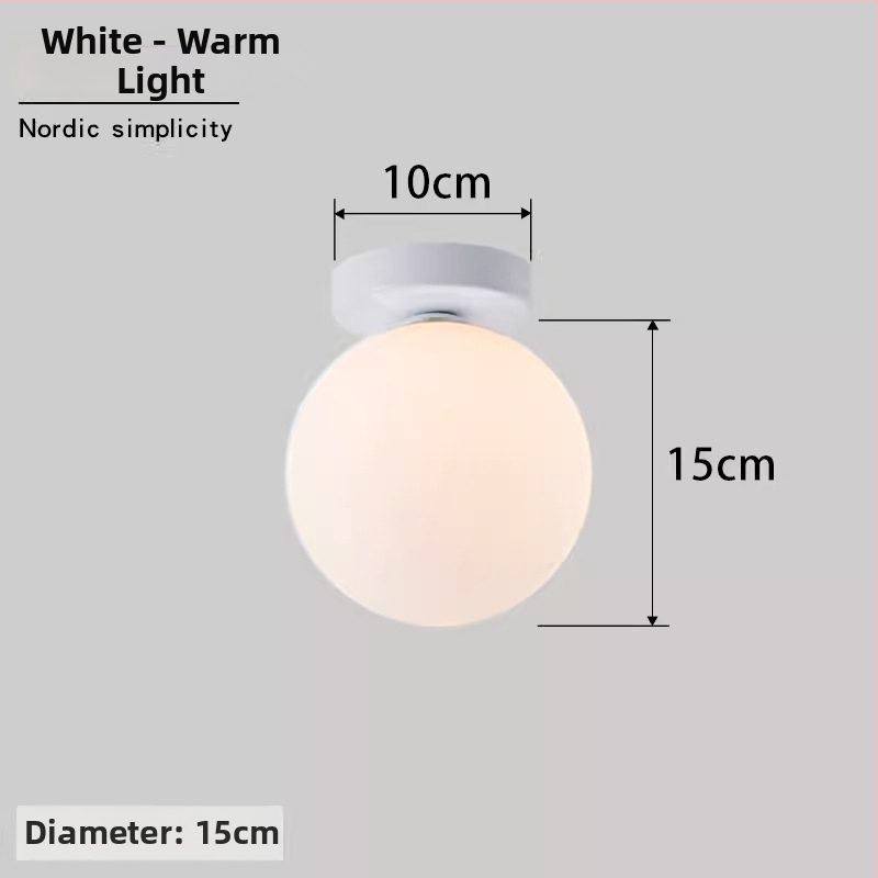 Σκανδιναβική μινιμαλιστική επιτοίχια λάμπα με στρογγυλή σφαίρα για διάδρομο, είσοδο και υπνοδωμάτιο – LED, ακρυλικό καπάκι, σώμα από σίδηρο, τάση έως 36V