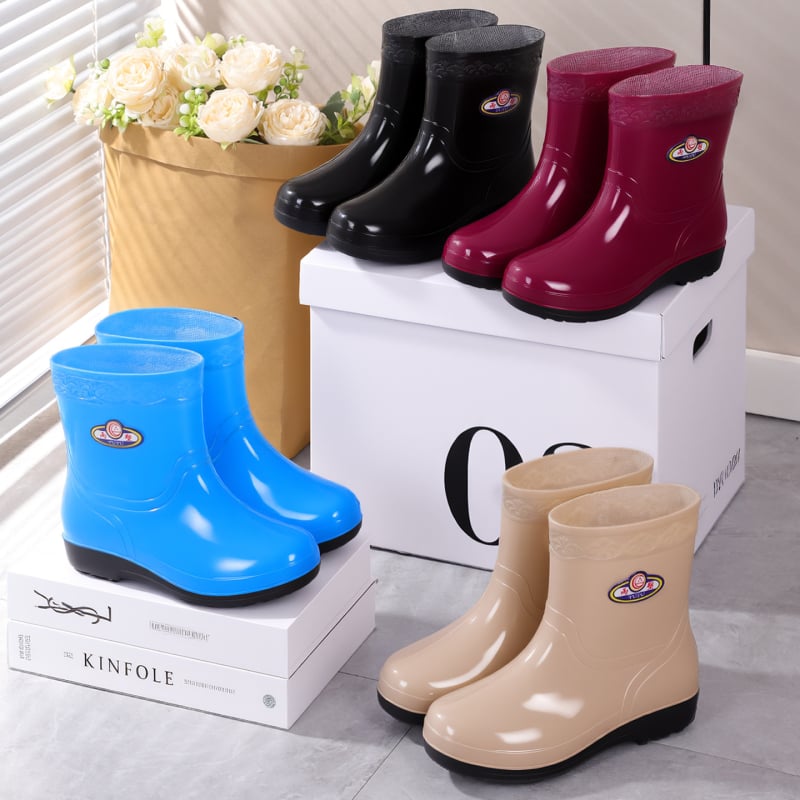 Ženske PVC čizme za kišu, Slip-On, vodootporne, niski pet 1–3 cm