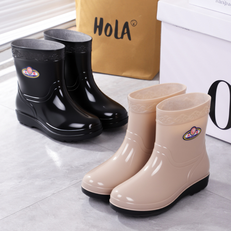 Ženske PVC čizme za kišu, Slip-On, vodootporne, niski pet 1–3 cm