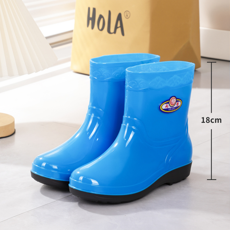 Ženske PVC čizme za kišu, Slip-On, vodootporne, niski pet 1–3 cm