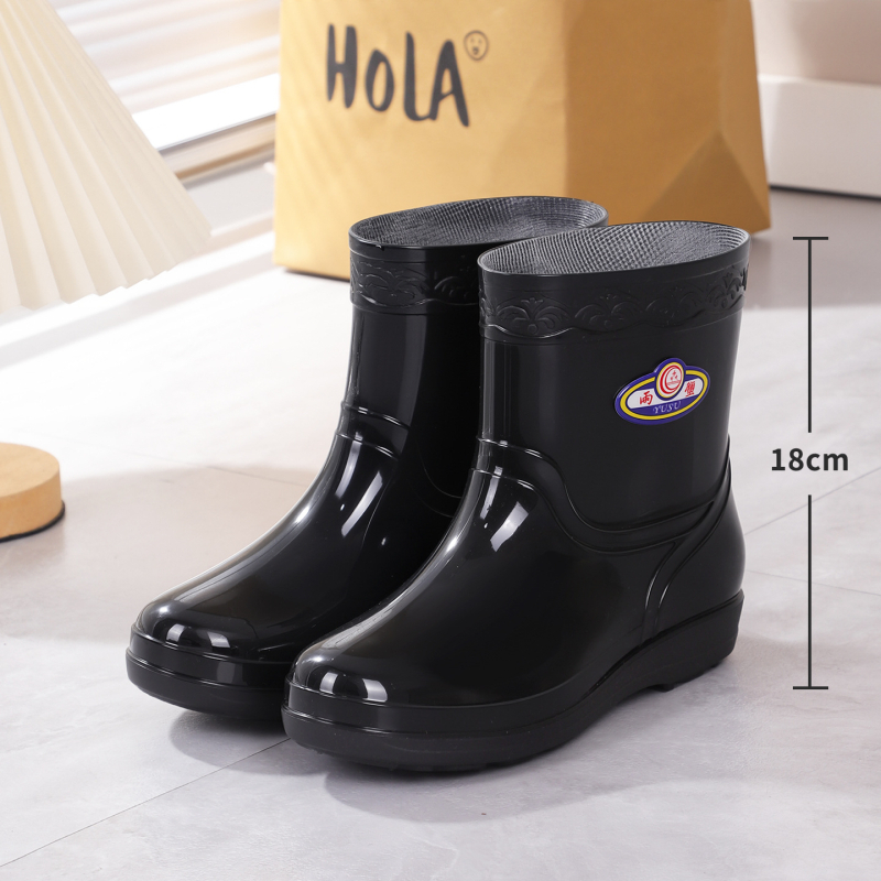 Ženske PVC čizme za kišu, Slip-On, vodootporne, niski pet 1–3 cm