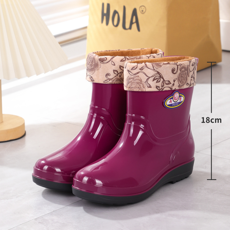 Ženske PVC čizme za kišu, Slip-On, vodootporne, niski pet 1–3 cm