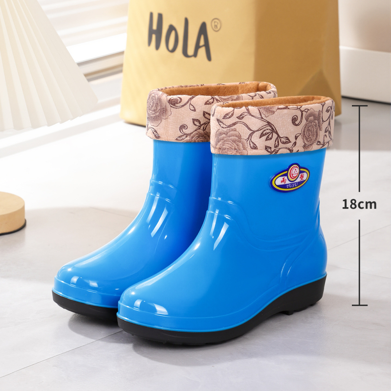 Ženske PVC čizme za kišu, Slip-On, vodootporne, niski pet 1–3 cm