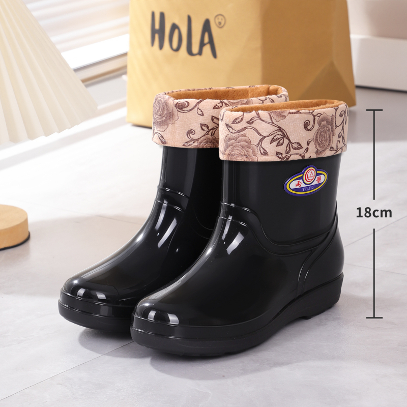 Ženske PVC čizme za kišu, Slip-On, vodootporne, niski pet 1–3 cm