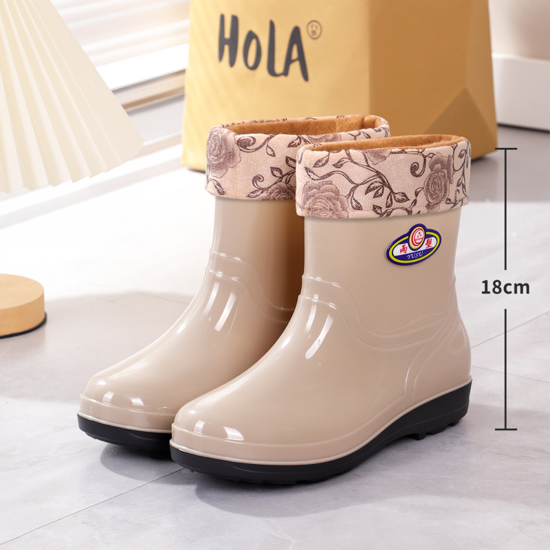 Ženske PVC čizme za kišu, Slip-On, vodootporne, niski pet 1–3 cm
