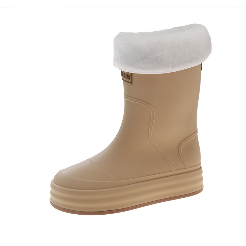 Ženske čizme za kišu, s fleece podstavom, PVC gornji dio, srednja visina, niski pet 1–3 cm