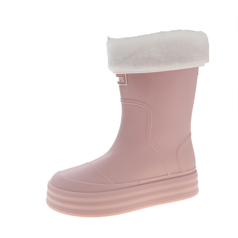 Ženske čizme za kišu, s fleece podstavom, PVC gornji dio, srednja visina, niski pet 1–3 cm