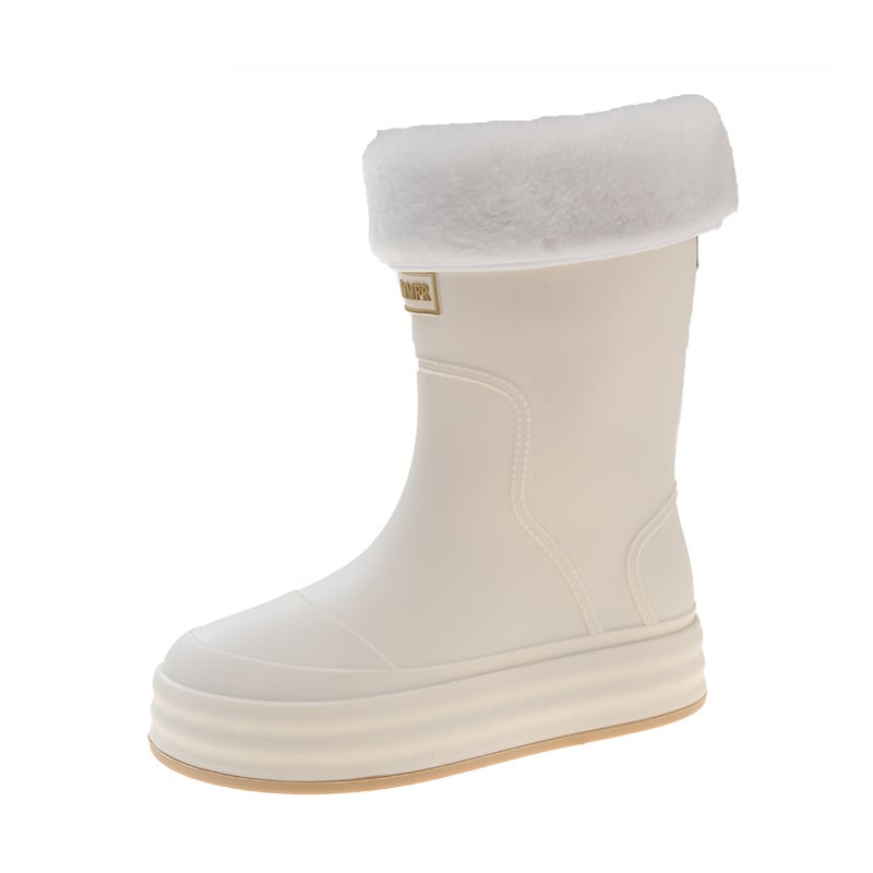 Ženske čizme za kišu, s fleece podstavom, PVC gornji dio, srednja visina, niski pet 1–3 cm