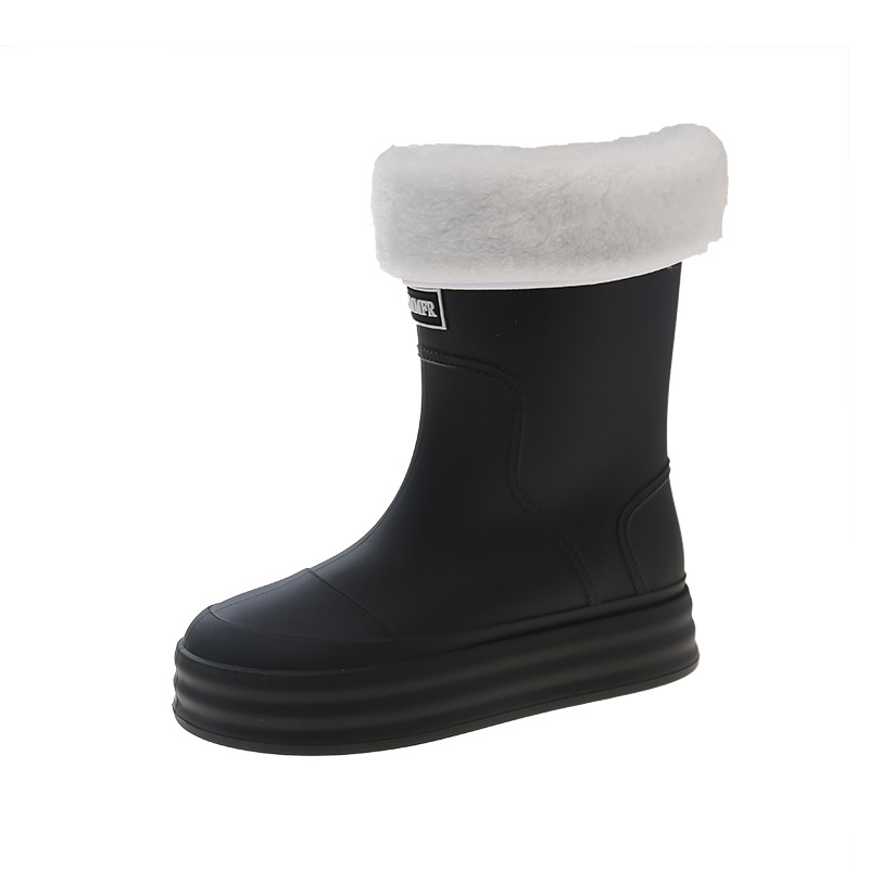 Ženske čizme za kišu, s fleece podstavom, PVC gornji dio, srednja visina, niski pet 1–3 cm