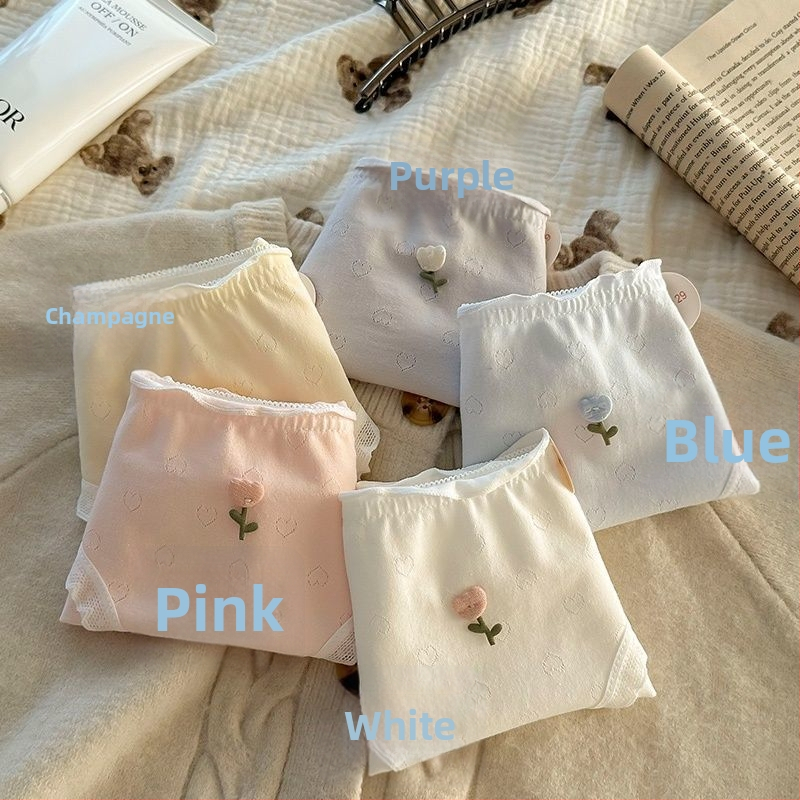 Dámske bavlnené spodné prádlo pre dievčatá | priedušné, antibakteriálne, 90–95% bavlna, bavlnená podšívka v rozkroku, kvetinový vzor, stredný pás