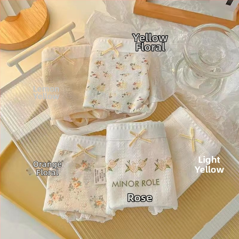 Dámske bavlnené spodné prádlo pre dievčatá | priedušné, antibakteriálne, 90–95% bavlna, bavlnená podšívka v rozkroku, kvetinový vzor, stredný pás