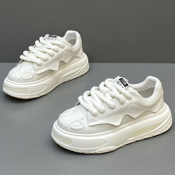 Unisex board shoes σε κορεατικό στυλ, άνω μέρος από δύο στρώσεις δέρματος βοδιού, PU πάτος, σόλα καουτσούκ, κορδόνια