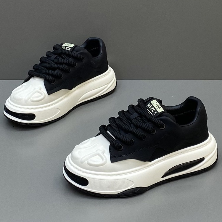 Unisex board shoes σε κορεατικό στυλ, άνω μέρος από δύο στρώσεις δέρματος βοδιού, PU πάτος, σόλα καουτσούκ, κορδόνια