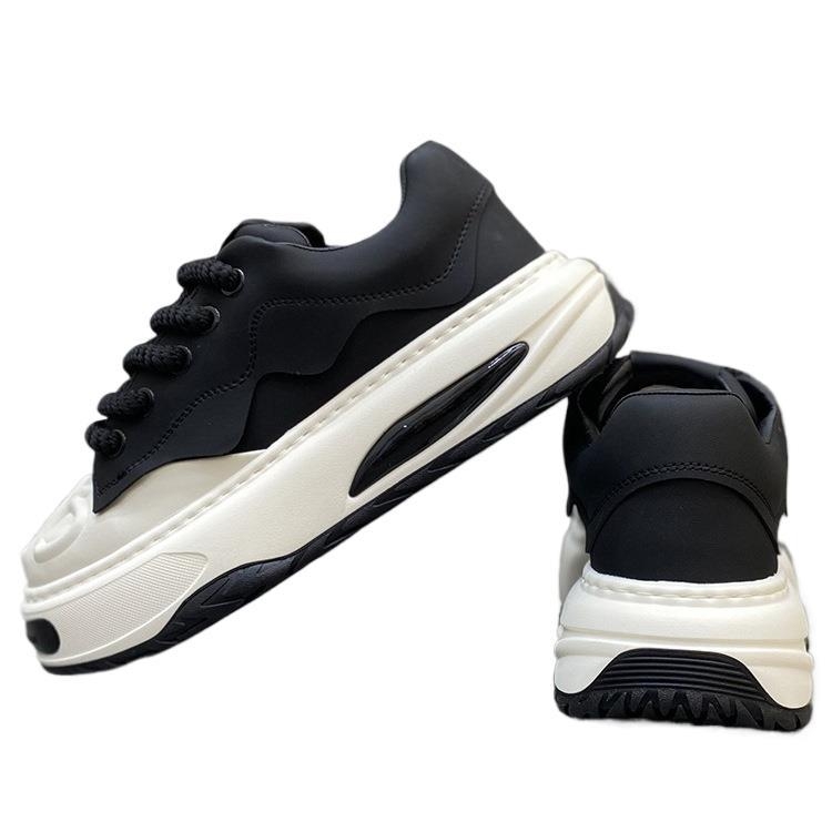 Unisex board shoes σε κορεατικό στυλ, άνω μέρος από δύο στρώσεις δέρματος βοδιού, PU πάτος, σόλα καουτσούκ, κορδόνια