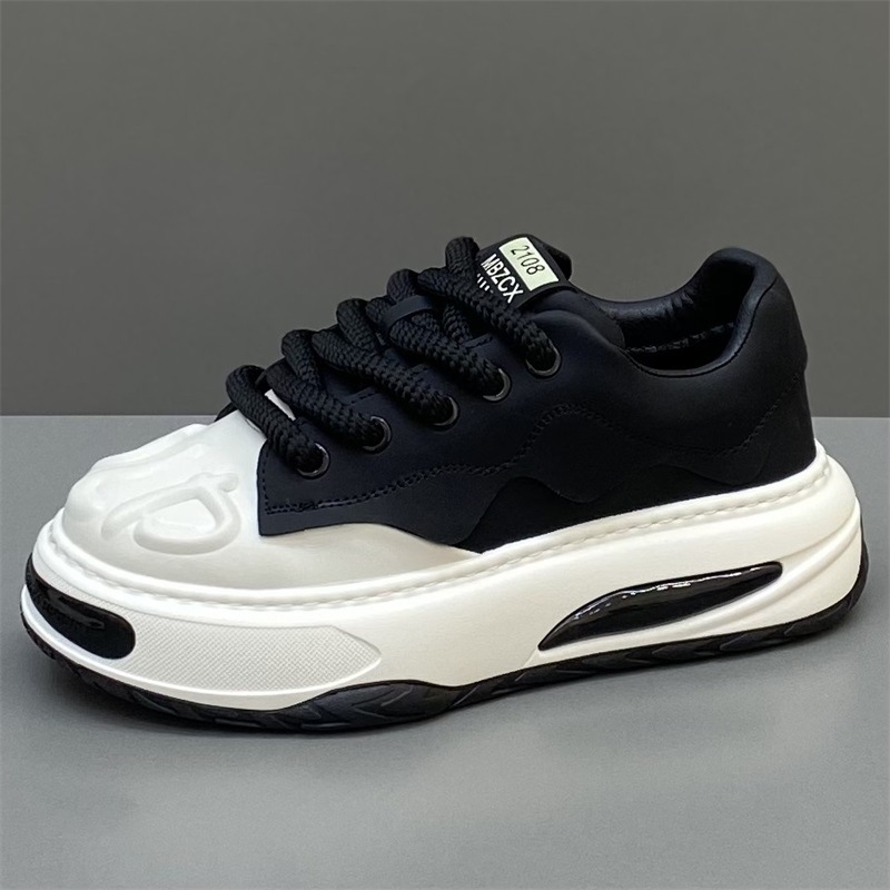 Unisex board shoes σε κορεατικό στυλ, άνω μέρος από δύο στρώσεις δέρματος βοδιού, PU πάτος, σόλα καουτσούκ, κορδόνια