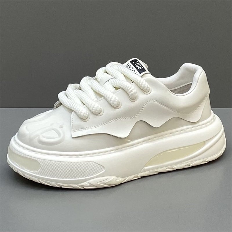 Unisex board shoes σε κορεατικό στυλ, άνω μέρος από δύο στρώσεις δέρματος βοδιού, PU πάτος, σόλα καουτσούκ, κορδόνια