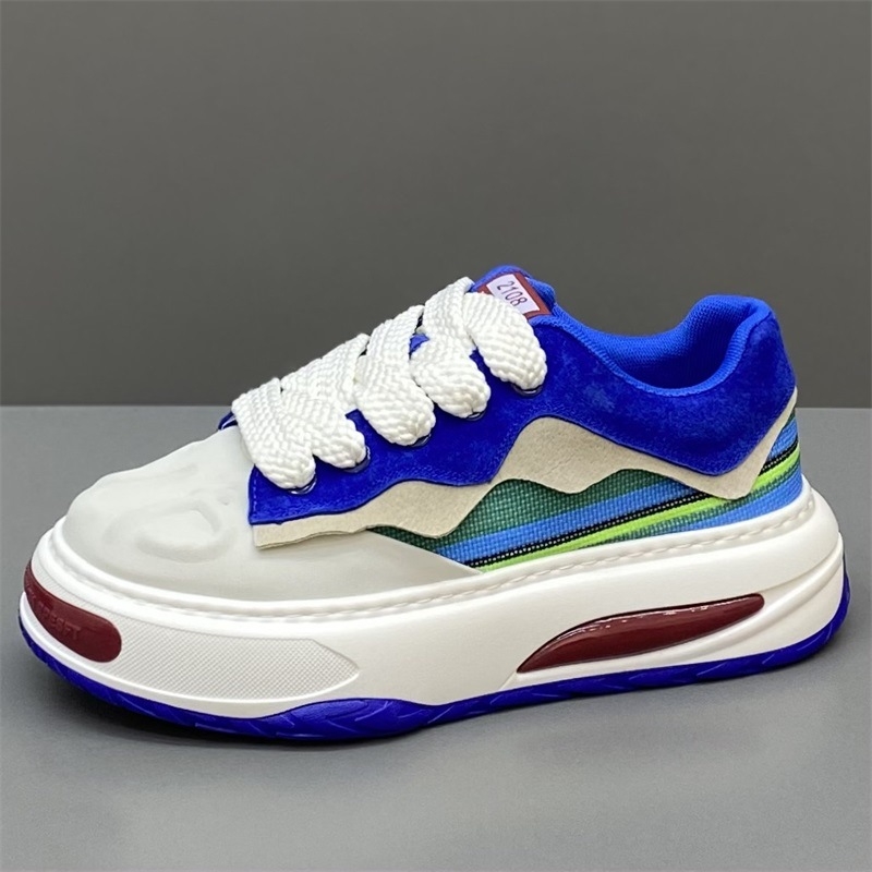 Unisex board shoes σε κορεατικό στυλ, άνω μέρος από δύο στρώσεις δέρματος βοδιού, PU πάτος, σόλα καουτσούκ, κορδόνια