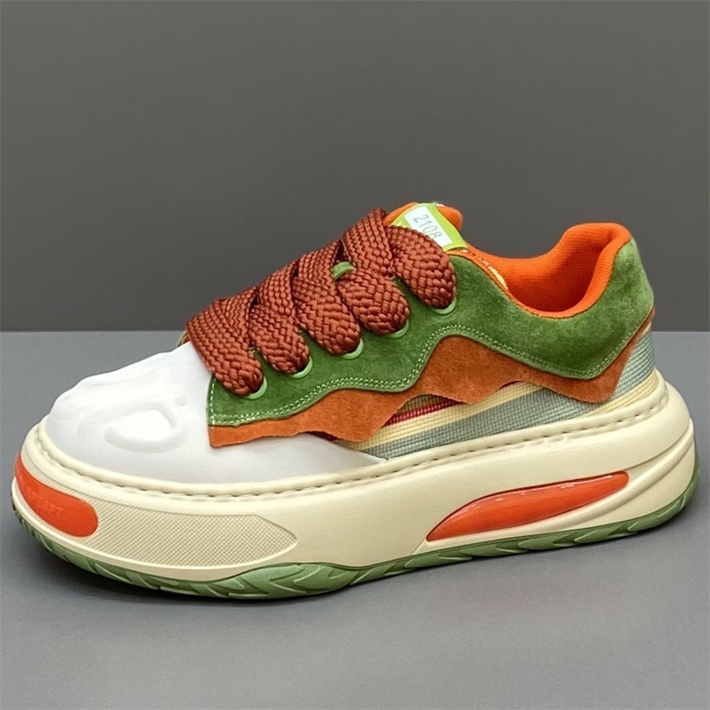 Unisex board shoes σε κορεατικό στυλ, άνω μέρος από δύο στρώσεις δέρματος βοδιού, PU πάτος, σόλα καουτσούκ, κορδόνια