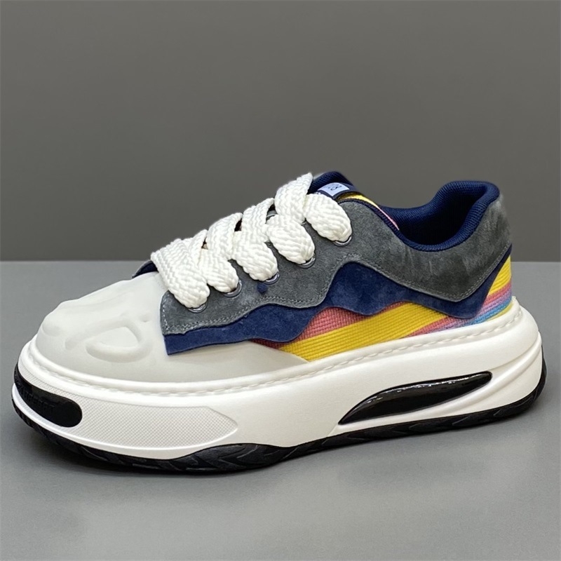 Unisex board shoes σε κορεατικό στυλ, άνω μέρος από δύο στρώσεις δέρματος βοδιού, PU πάτος, σόλα καουτσούκ, κορδόνια