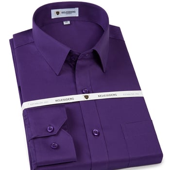 Cămașă pentru bărbați din bumbac mercerizat, mâneci lungi, fără călcare, guler pătrat, 100% bumbac