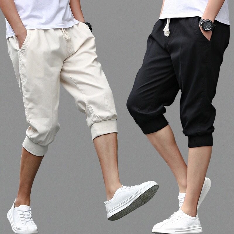 Muške casual cropped hlače od pamuka – labav kroj, srednji pojas, baršunasta podstava, 96% pamuk, za svakodnevnu uporabu.