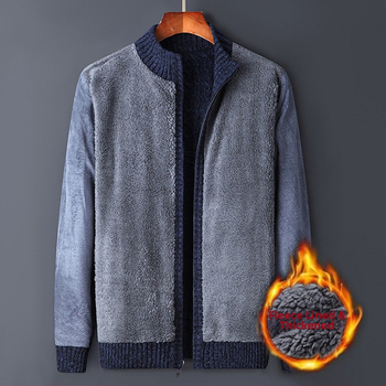 Ανδρικό ζακετάκι με φλίς και φερμουάρ, ελεύθερη γραμμή, Κορεατικό στυλ, με ψηλό γιακά