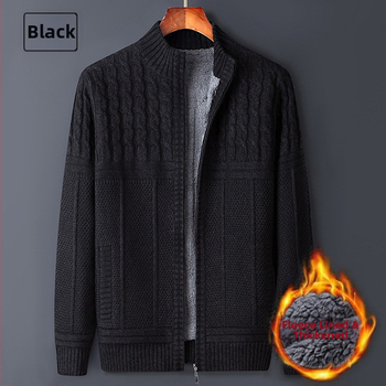 Ανδρικό ζακετάκι με φλίς και φερμουάρ, ελεύθερη γραμμή, Κορεατικό στυλ, με ψηλό γιακά