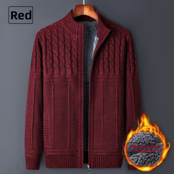 Ανδρικό ζακετάκι με φλίς και φερμουάρ, ελεύθερη γραμμή, Κορεατικό στυλ, με ψηλό γιακά